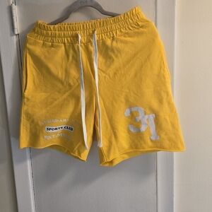 Legendary City Streetwear Designer Yellow/White Athletic Shorts Sz M